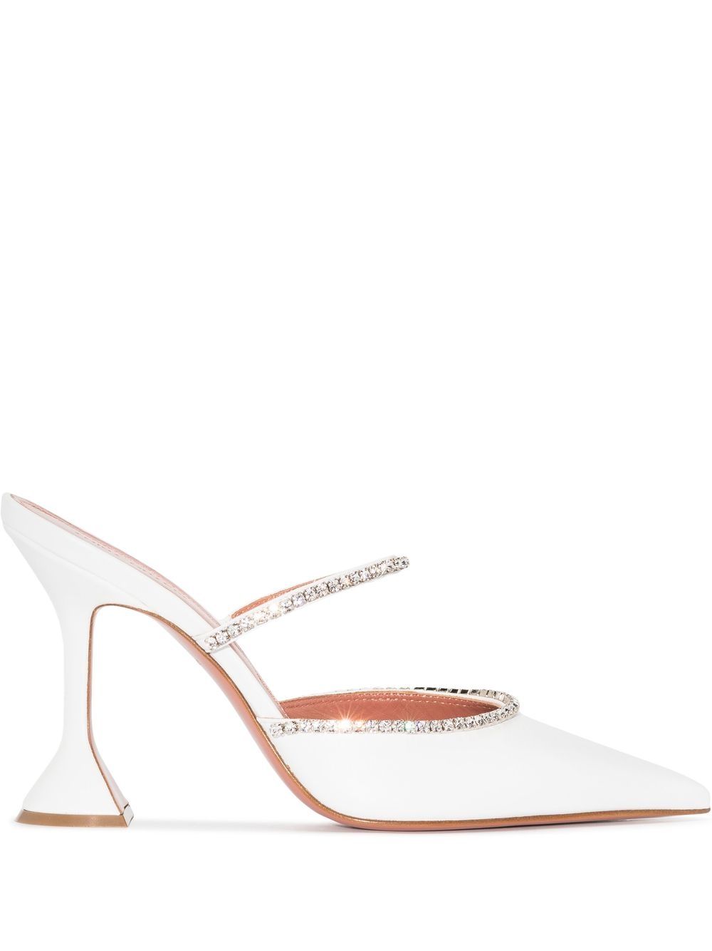 

Amina Muaddi mules Gilda con detalles de cristal y tacón de 95mm - Blanco