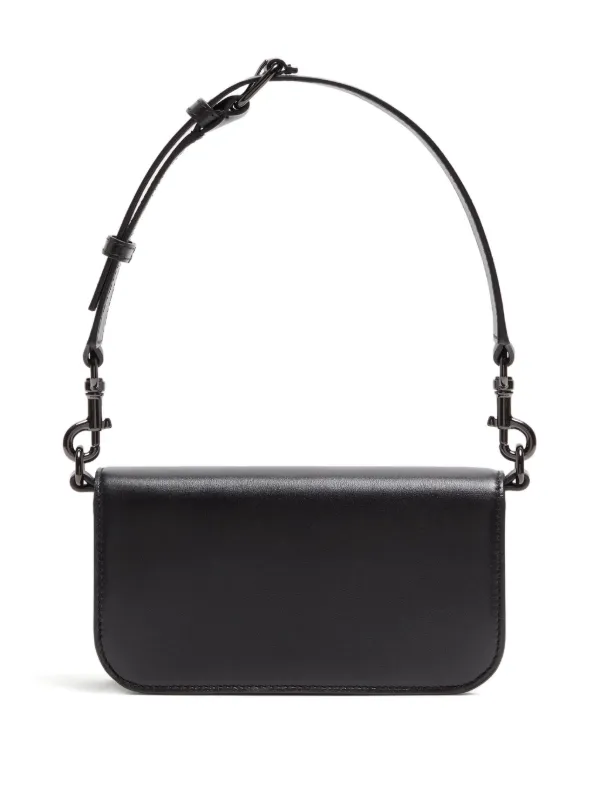 美品【VALENTINO GARAVANI】ハンドバッグ　ロゴ金具　レザー　黒色 美品 VALENTINO ヴァレンティノ ロックスタッズ レザー 2WAY