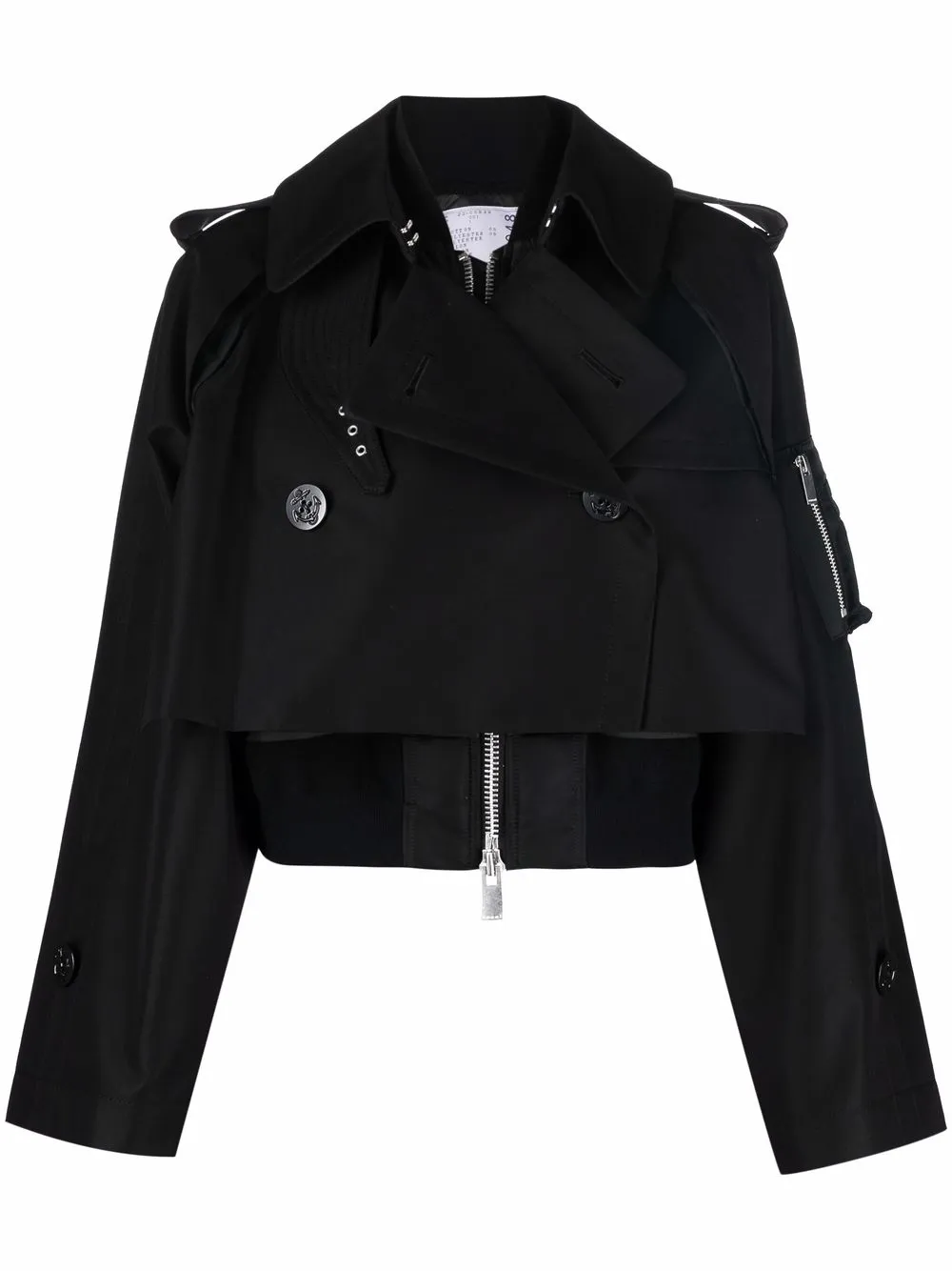 

sacai cropped biker jacket - Black