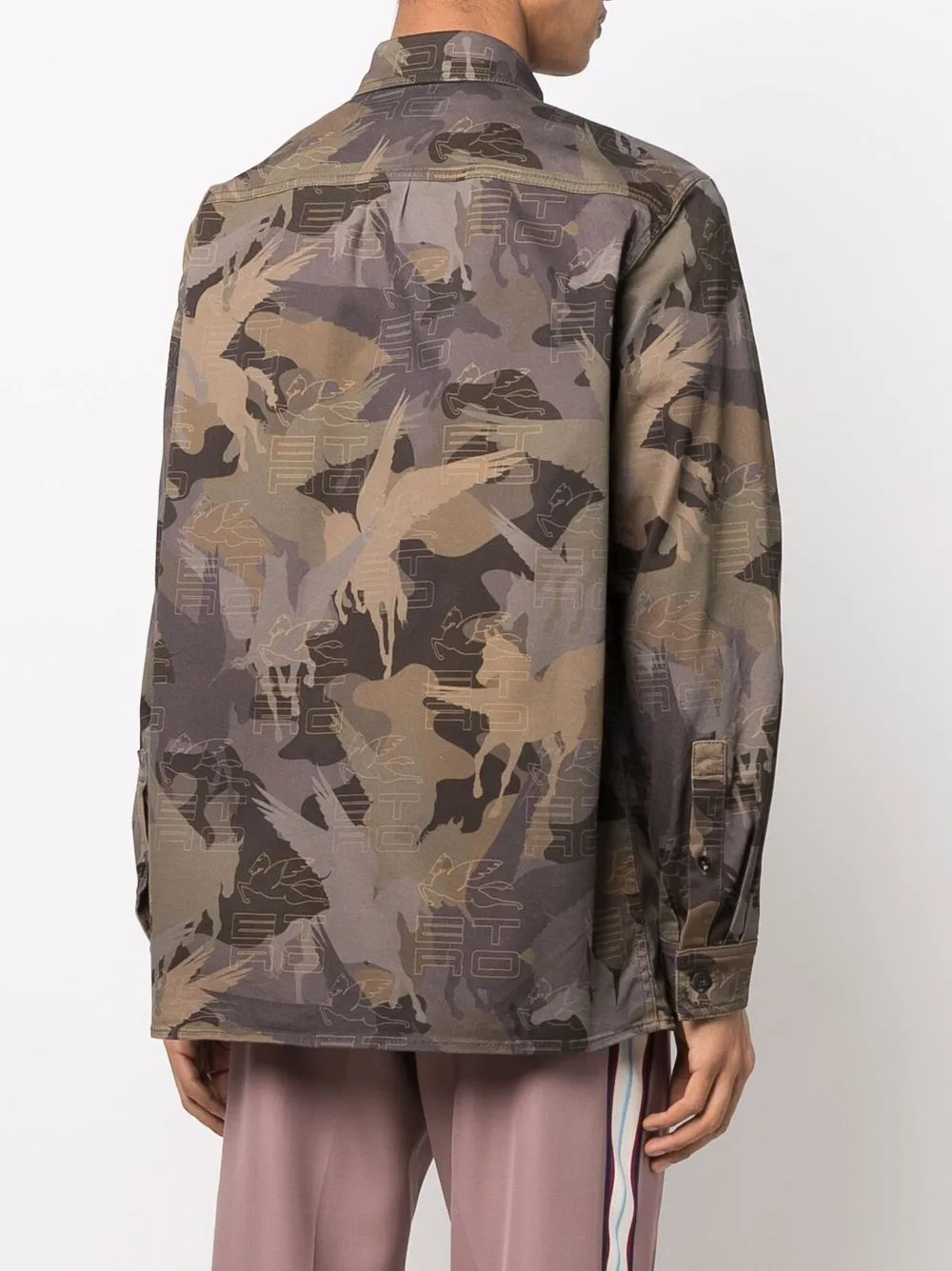 Shop Etro Camouflage-pattern Button-fastening Shirt In Green