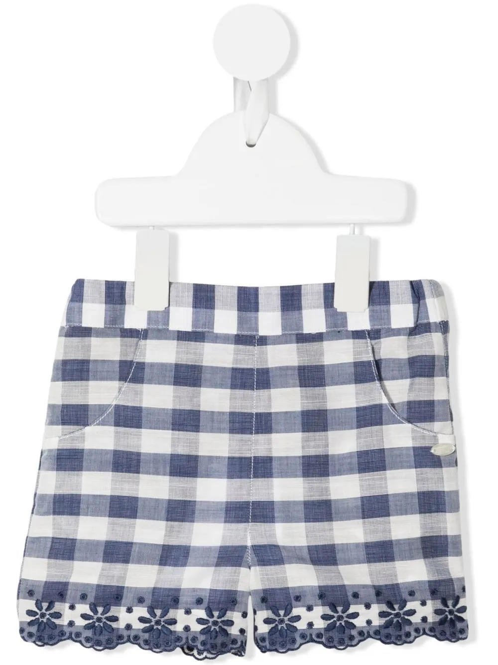 

Tartine Et Chocolat check-pattern embroidered hem shorts - Blue