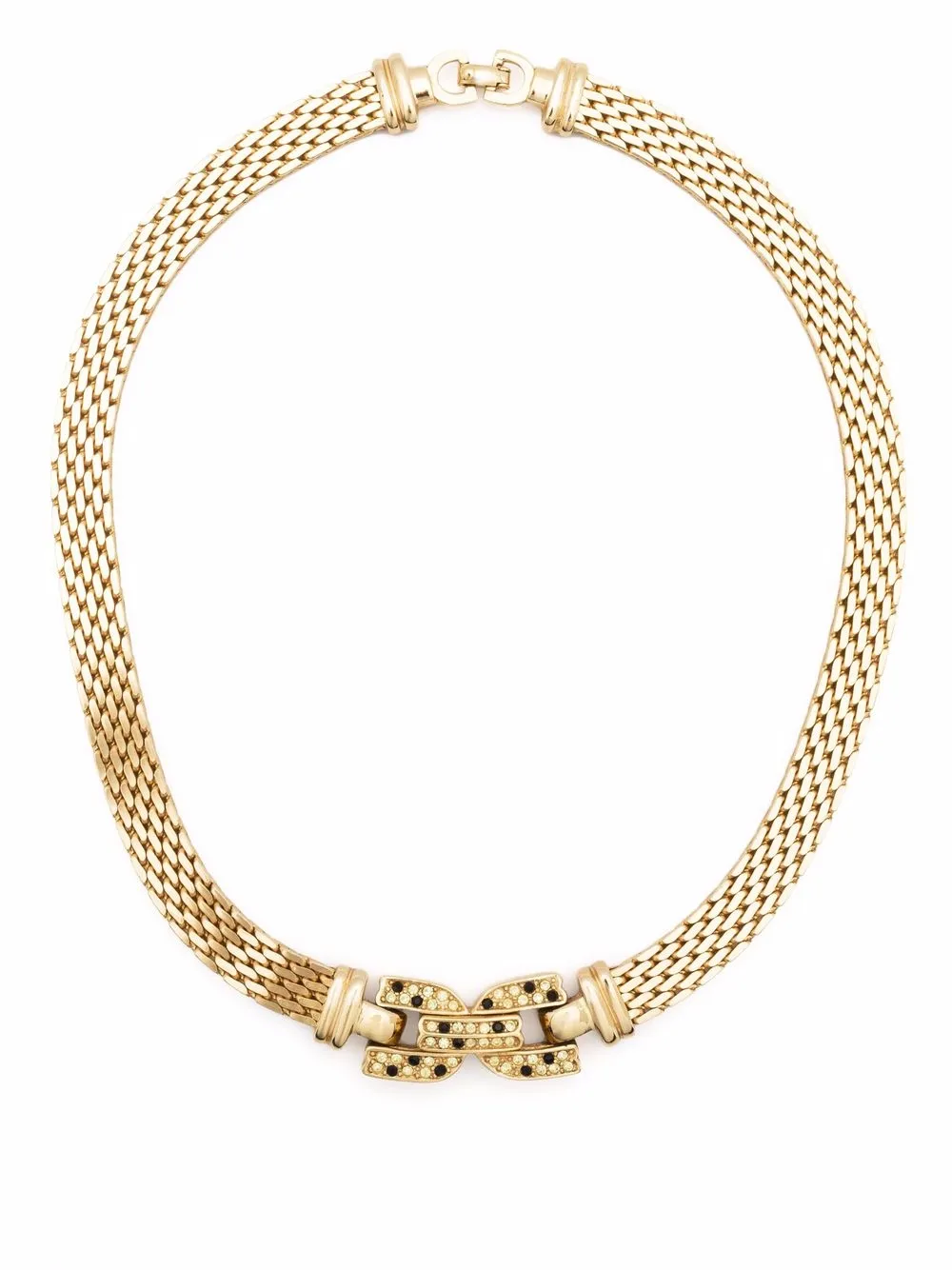 2000s pre-owned rhinestone-embellished snake chain necklace