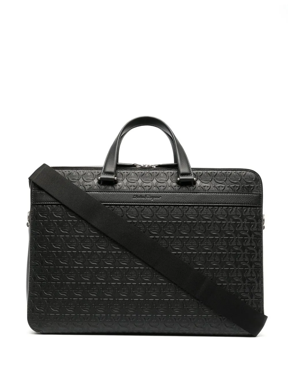 

Ferragamo embossed monogram briefcase - Black