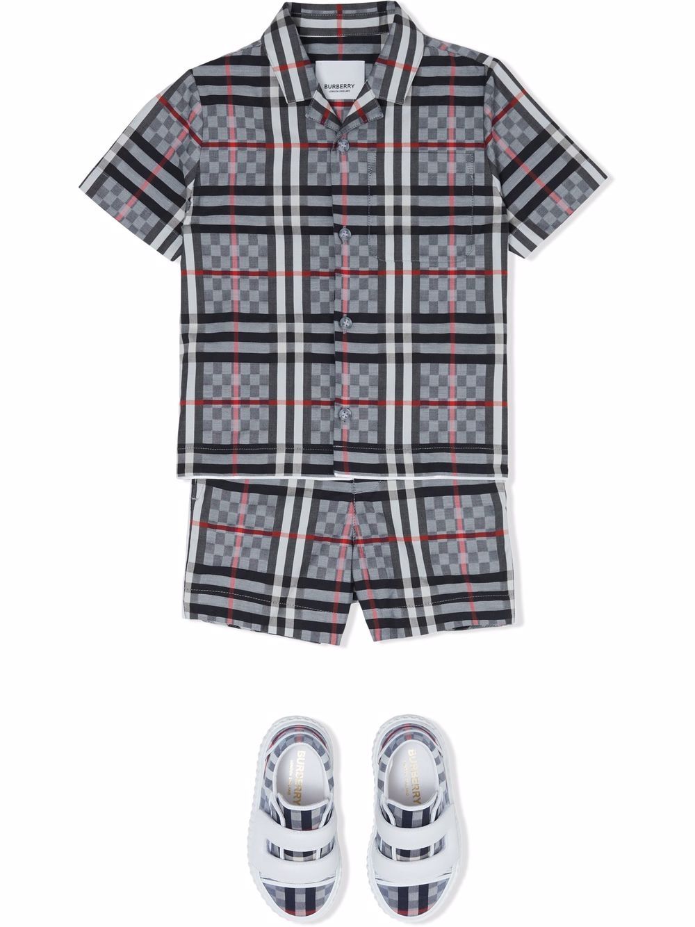 фото Burberry kids клетчатые шорты строгого кроя