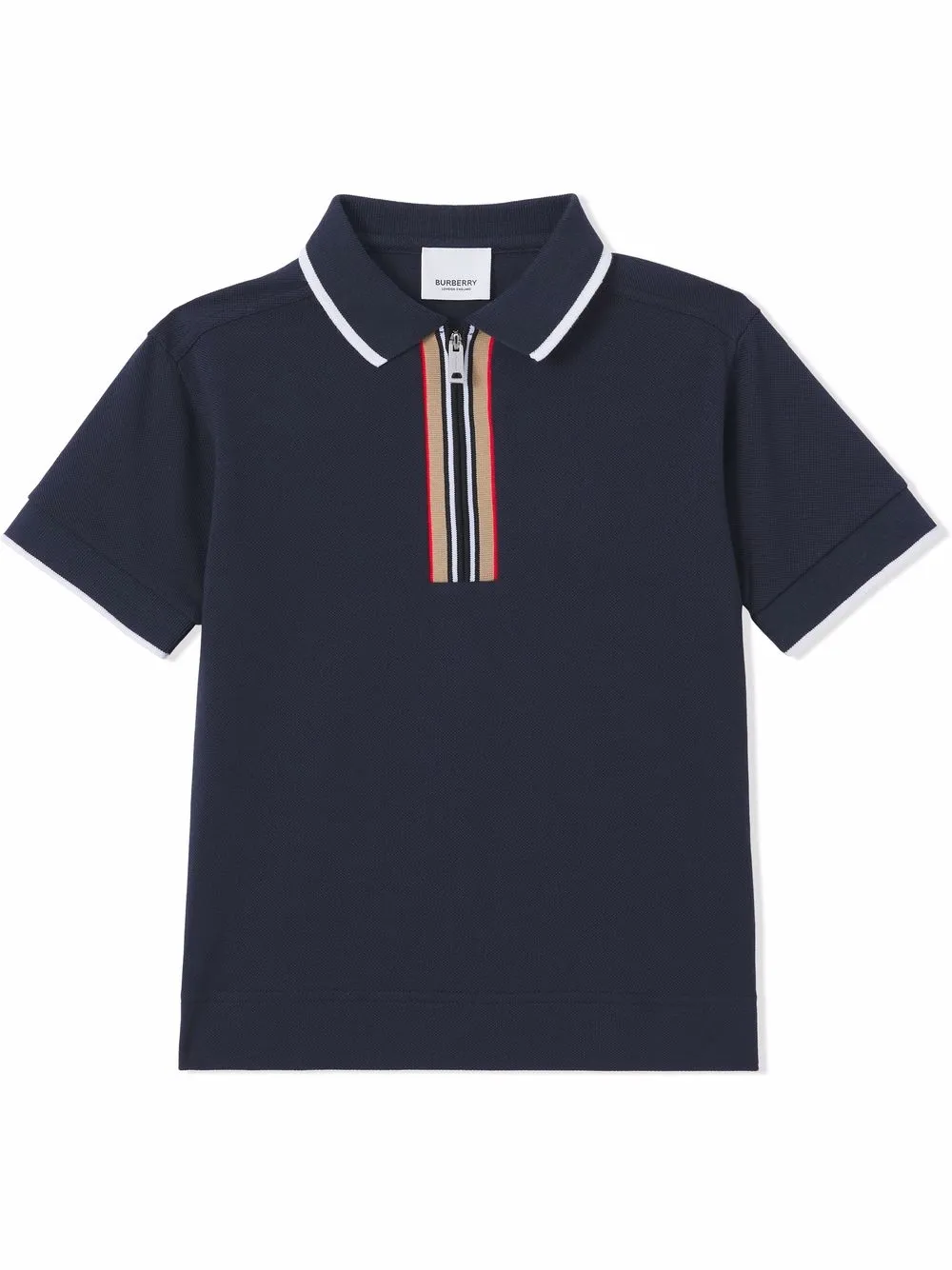 

Burberry Kids Icon Stripe zip-front polo shirt - Blue