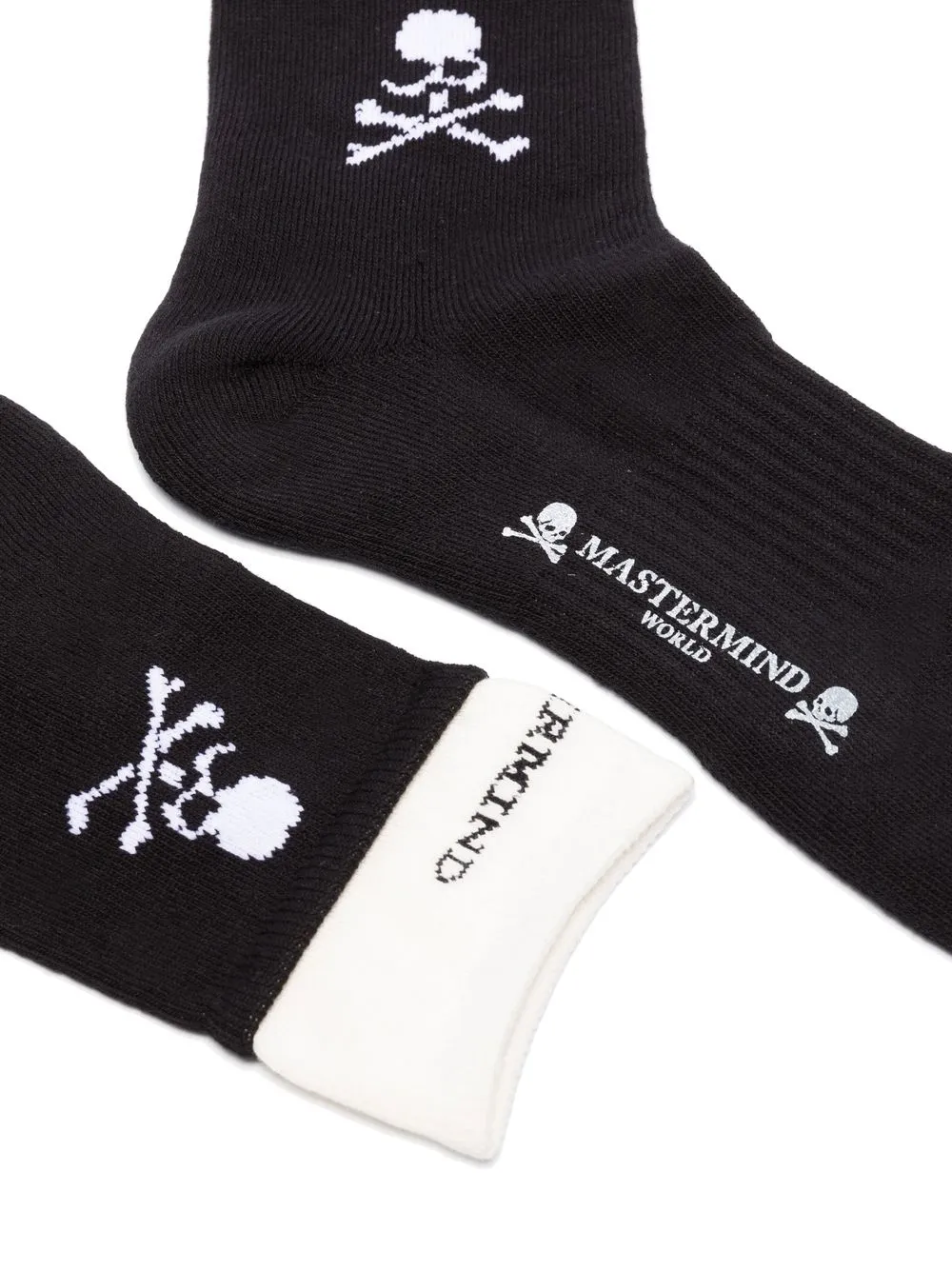 Shop Mastermind Japan Skull-motif Logo Socks In Black