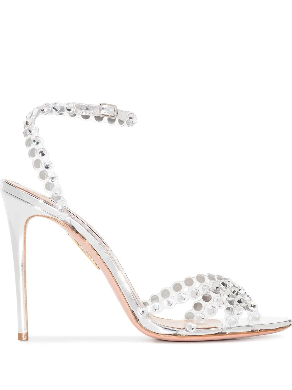 

Aquazzura Tequila 105mm crystal-embellished sandals - Silver