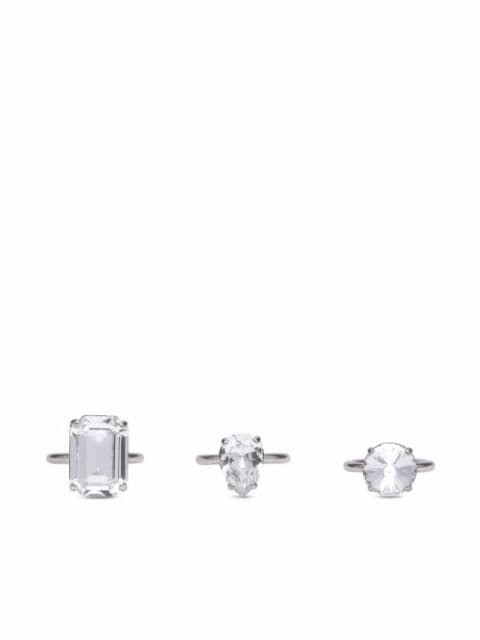 Burberry crystal solitaire ring set