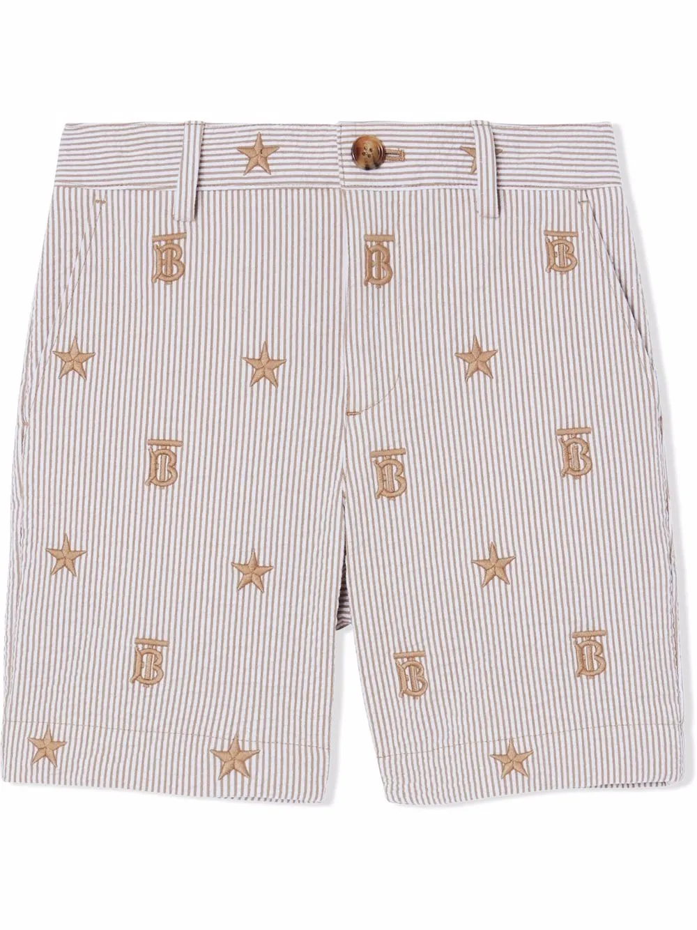 

Burberry Kids Star and Monogram-motif seersucker tailored shorts - Neutrals