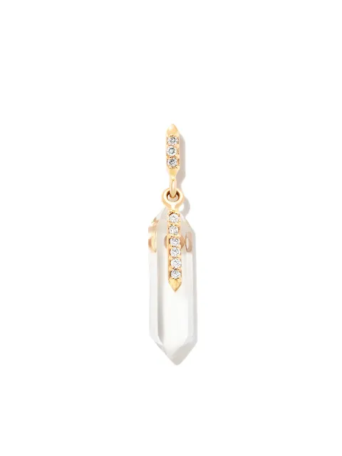 Pascale Monvoisin boucle d'oreille pendante Moon en or 9ct sertie de diamants et cristaux