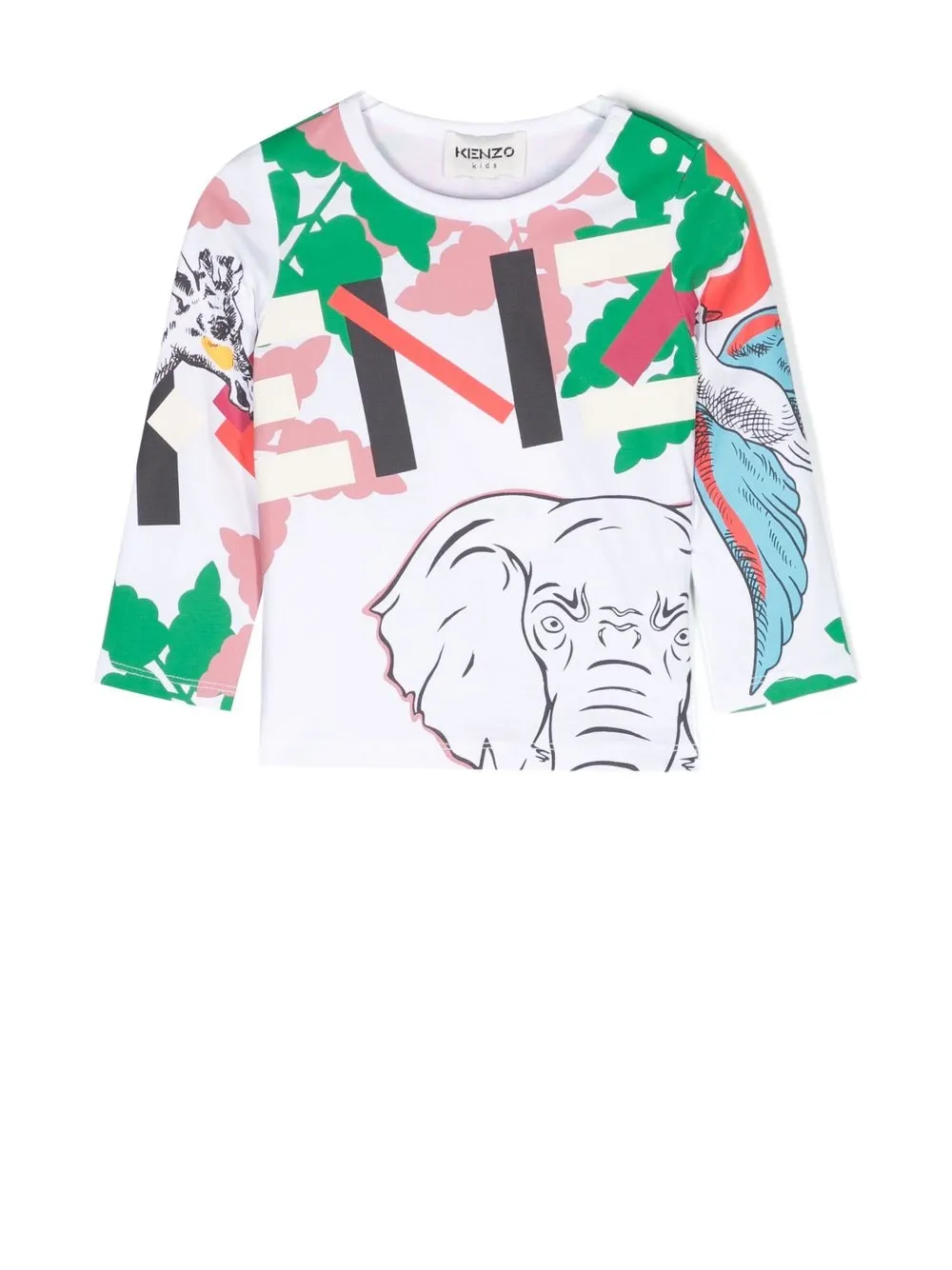 

Kenzo Kids playera con elefante estampado - Blanco