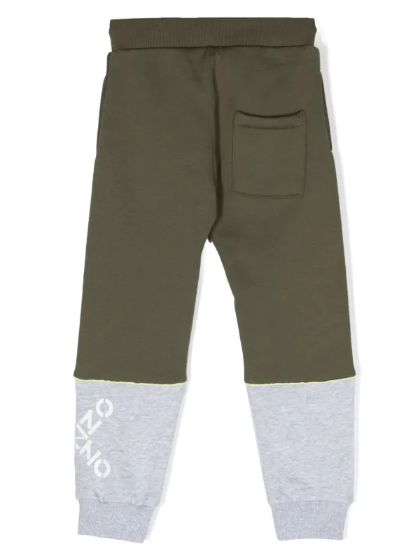 Kenzo Kids colour-block logo-print track-pants | Green