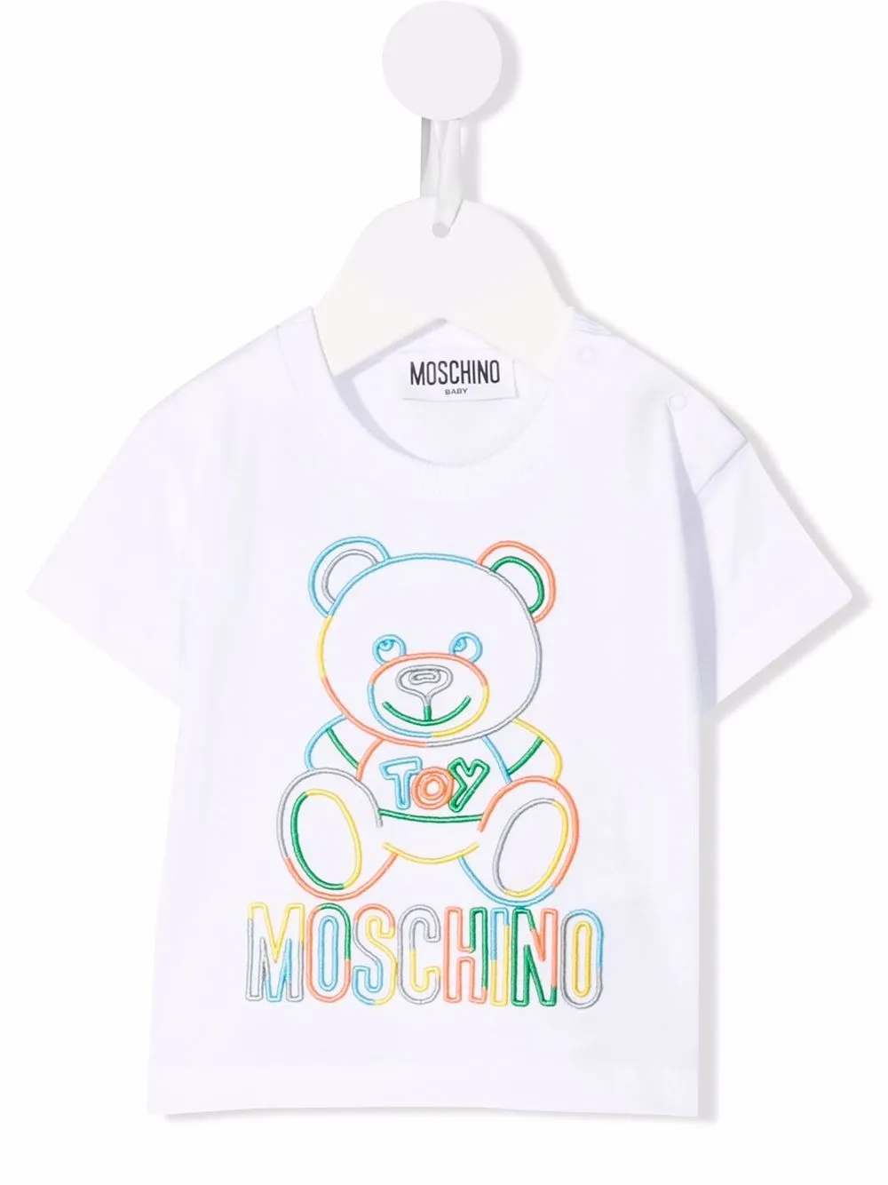 

Moschino Kids playera con logo bordado - Blanco
