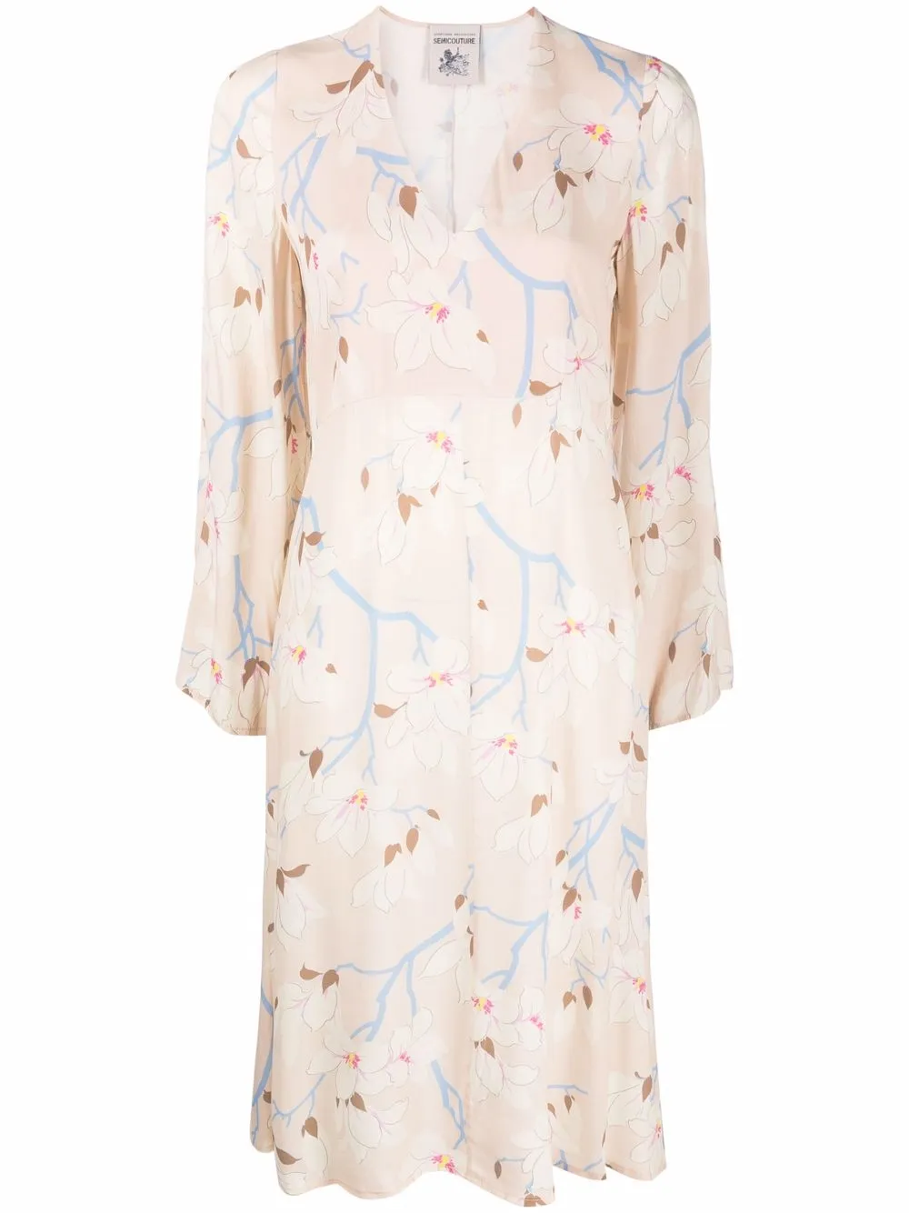 

Semicouture floral-print v-neck dress - Neutrals