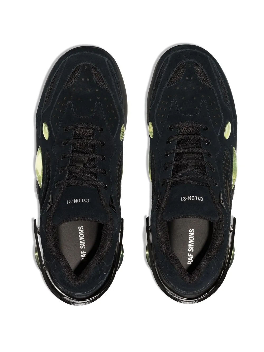 Raf Simons Black Cylon-21 Low Top Suede Sneakers In Black