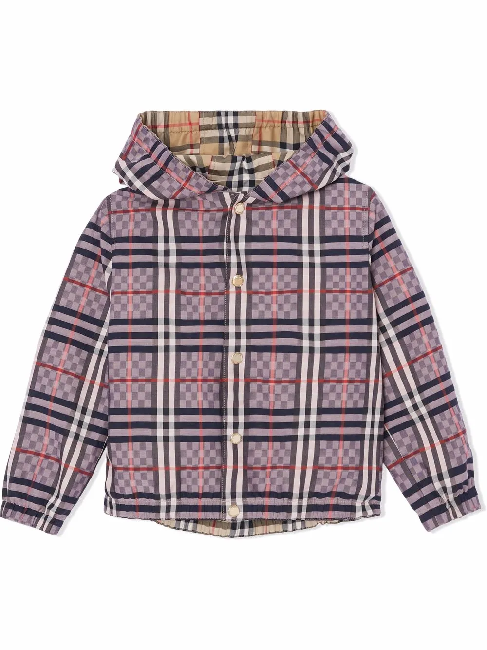 

Burberry Kids reversible hooded check-pattern jacket - Pink