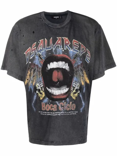 Dsquared2 distressed-finish graphic T-shirt