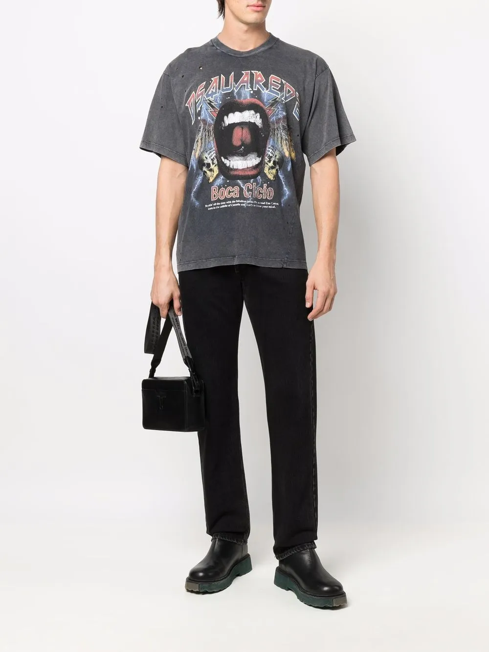 Dsquared2 T-shirt met gerafelde afwerking - Grijs
