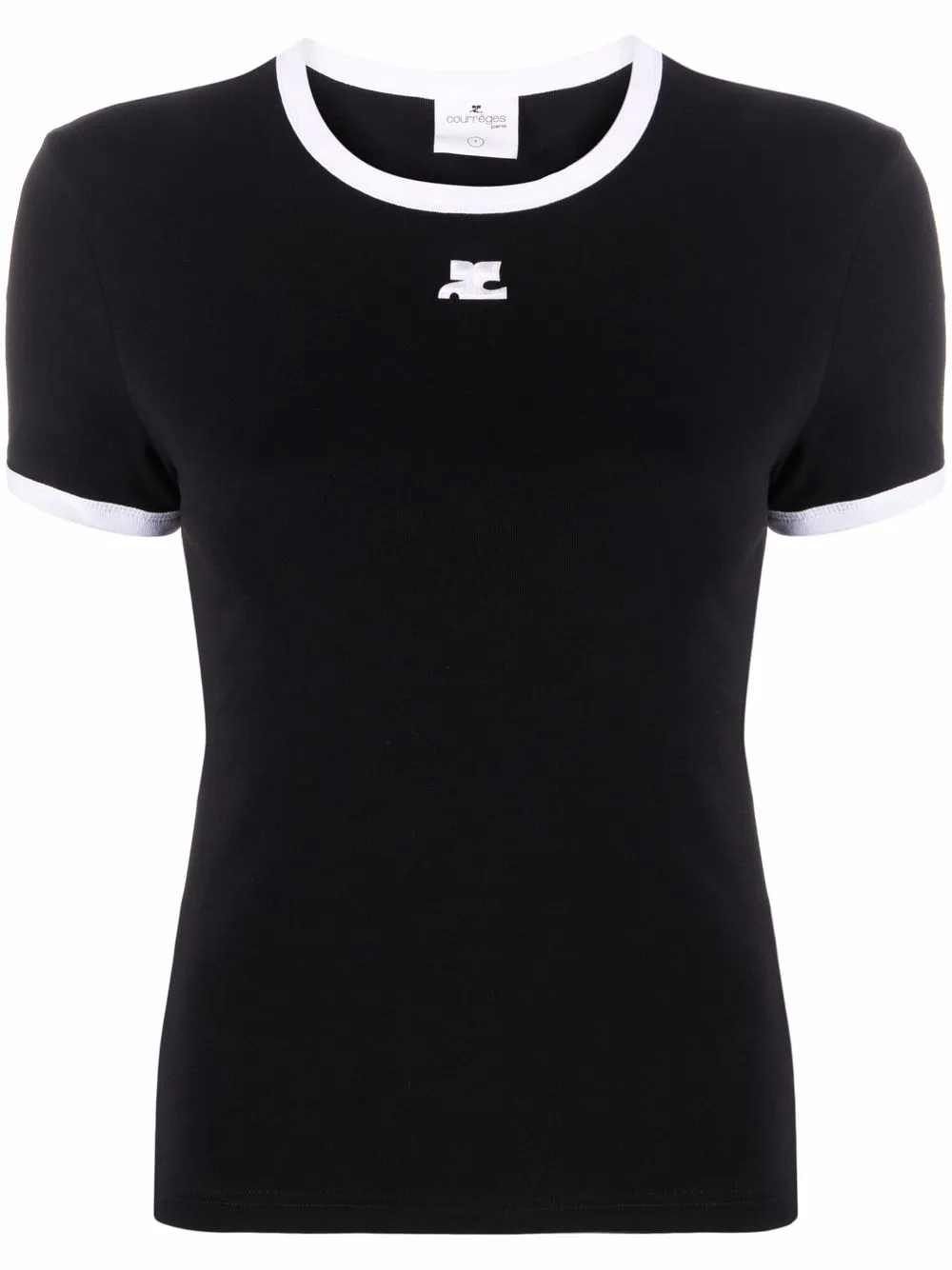 

Courrèges logo-embellished contrasting T-shirt - Black