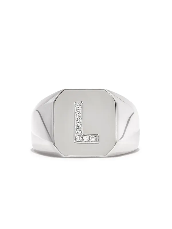 Shay 18K White Gold Champion Initial Ring in Silver
