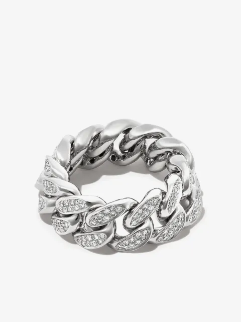 SHAY anillo plano en oro blanco de 18kt con diamantes