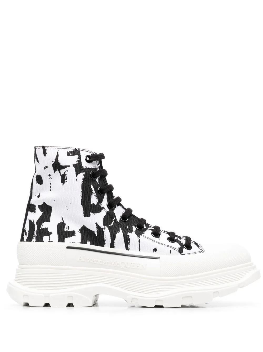 Alexander Mc Queen Graffiti Tread canvas boots