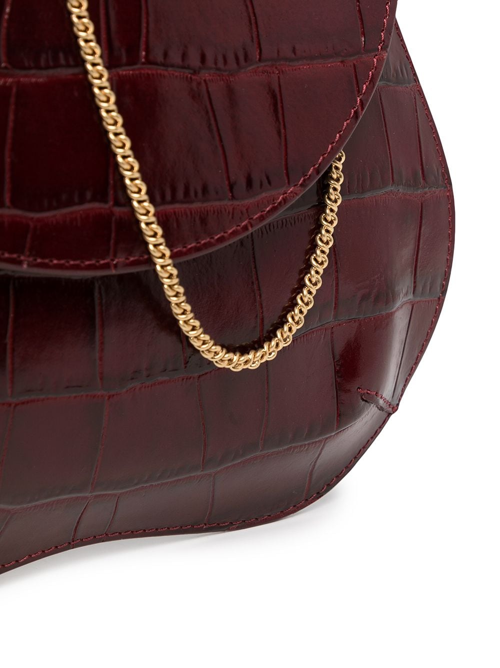 Pebble on Chain Croc Embossed Burgundy