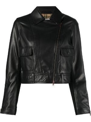 Black Tied-waist zip-up jacket Farfetch Women Clothing Jackets Leather Jackets 