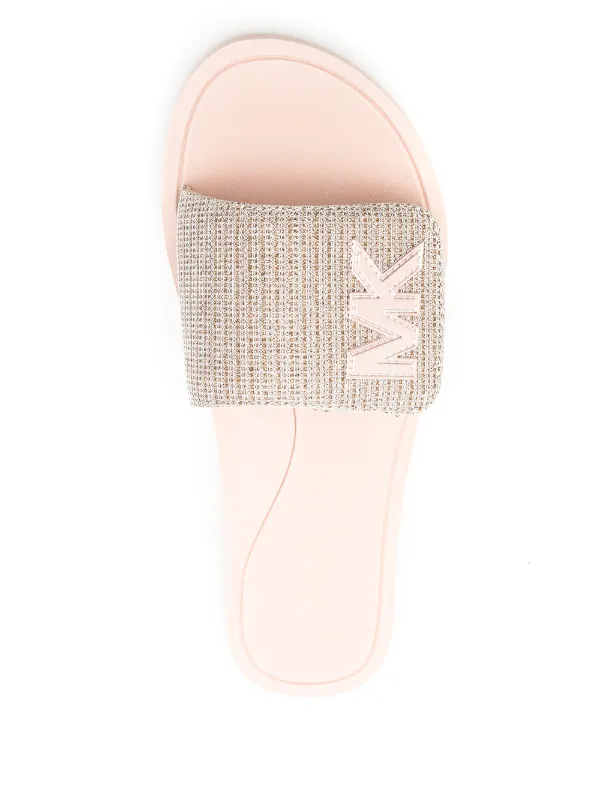 Michael Michael Kors Logo Chain Mesh Slides Neutrals FARFETCH UK