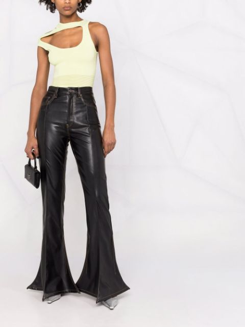 leather look flared trousers