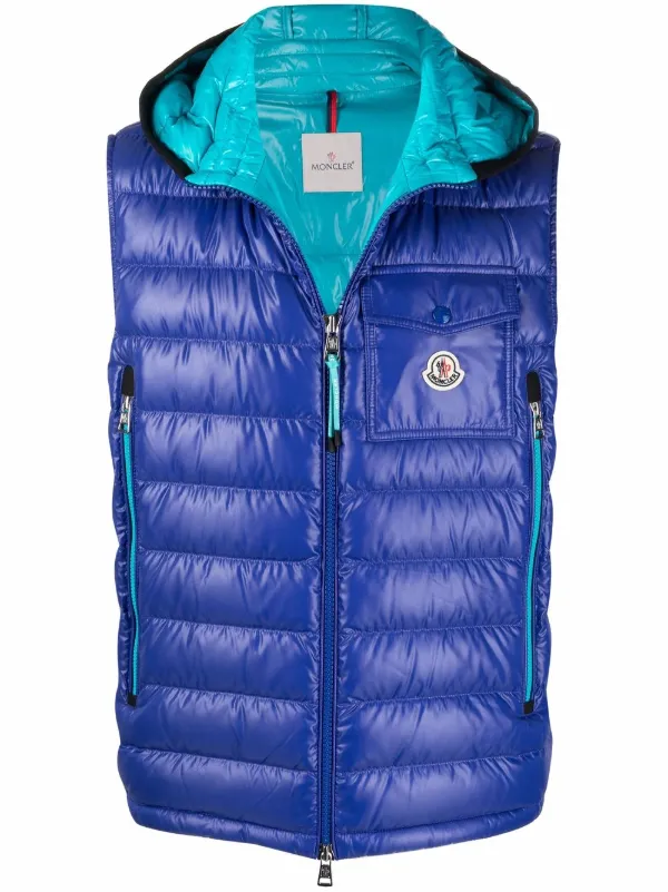 Blue moncler best sale vest mens