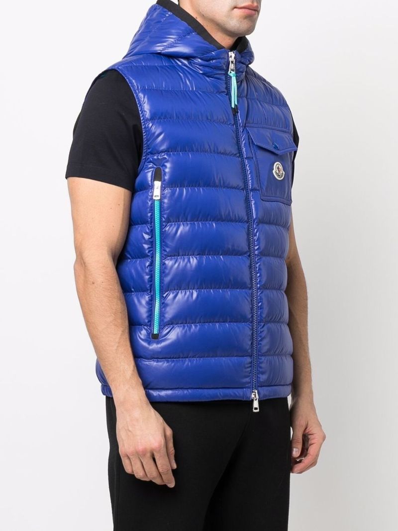 blue moncler gilet with hood