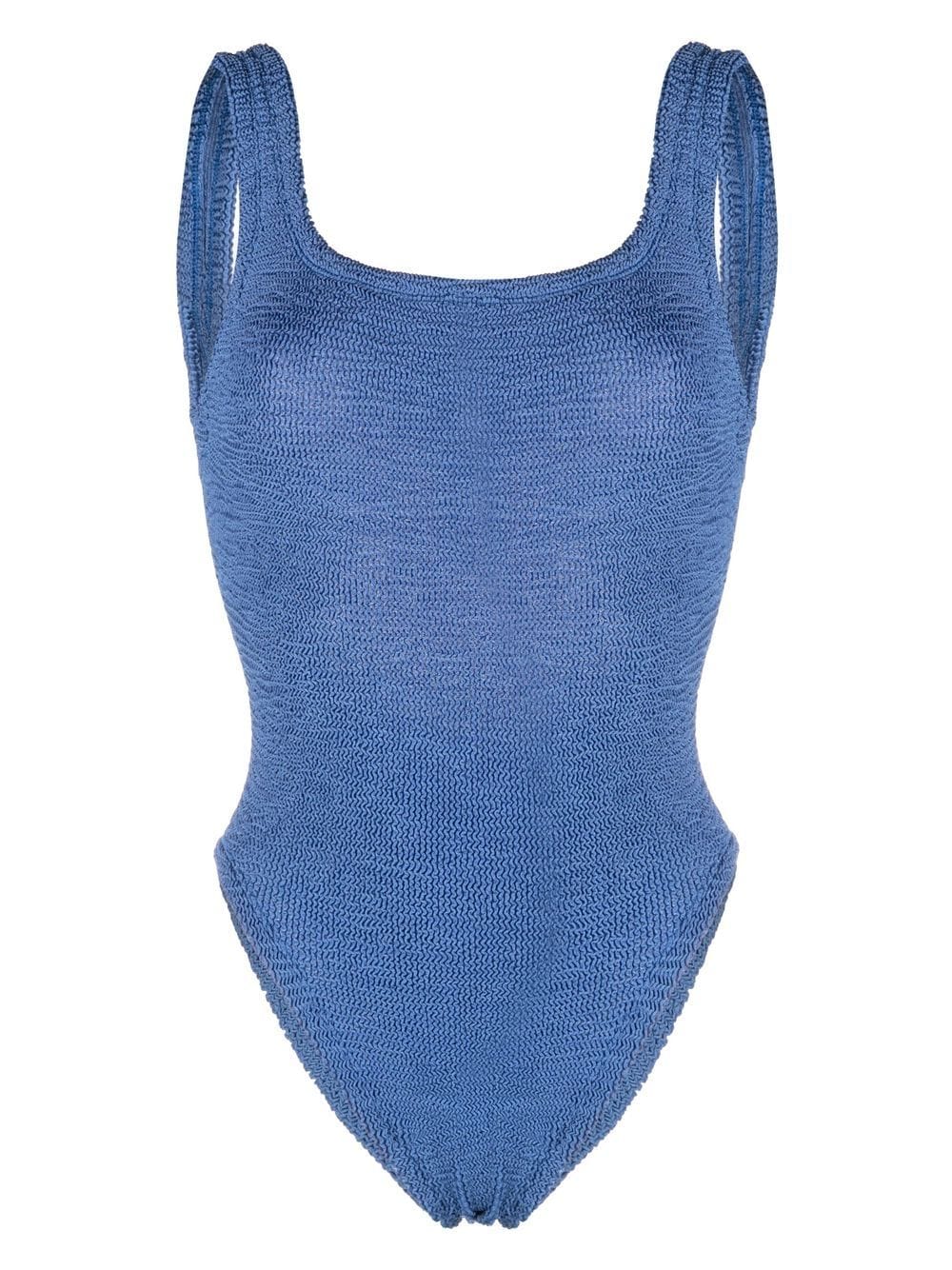 

Hunza G traje de baño con cuello cuadrado - Azul