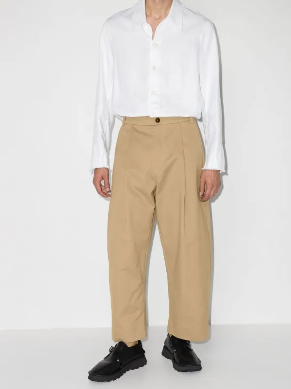 Studio Nicholson クロップド ワイドパンツ | ニュートラル | FARFETCH JP