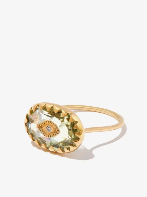 Pascale Monvoisin 9kt yellow gold Amy diamond and amethyst ring