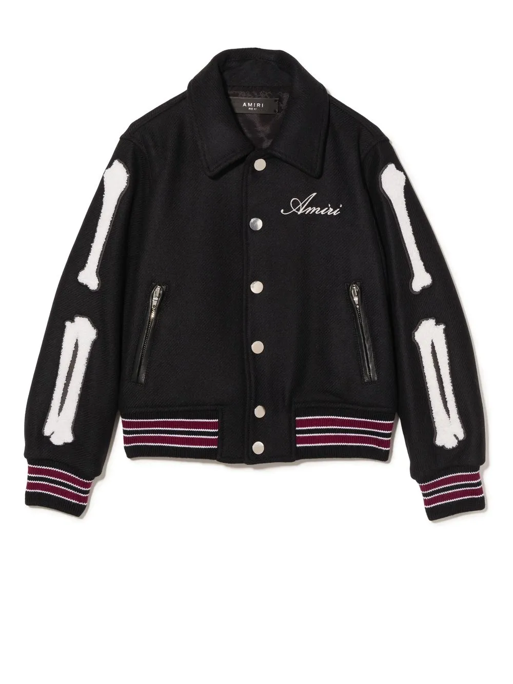 

AMIRI KIDS Bones logo-print varsity jacket - Black