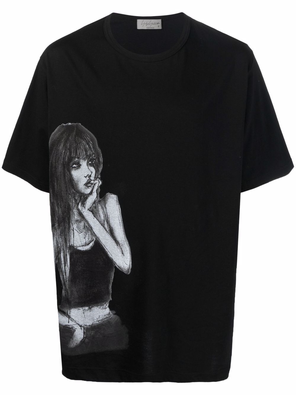 Yohji Yamamoto illustration-style print T-shirt – Black