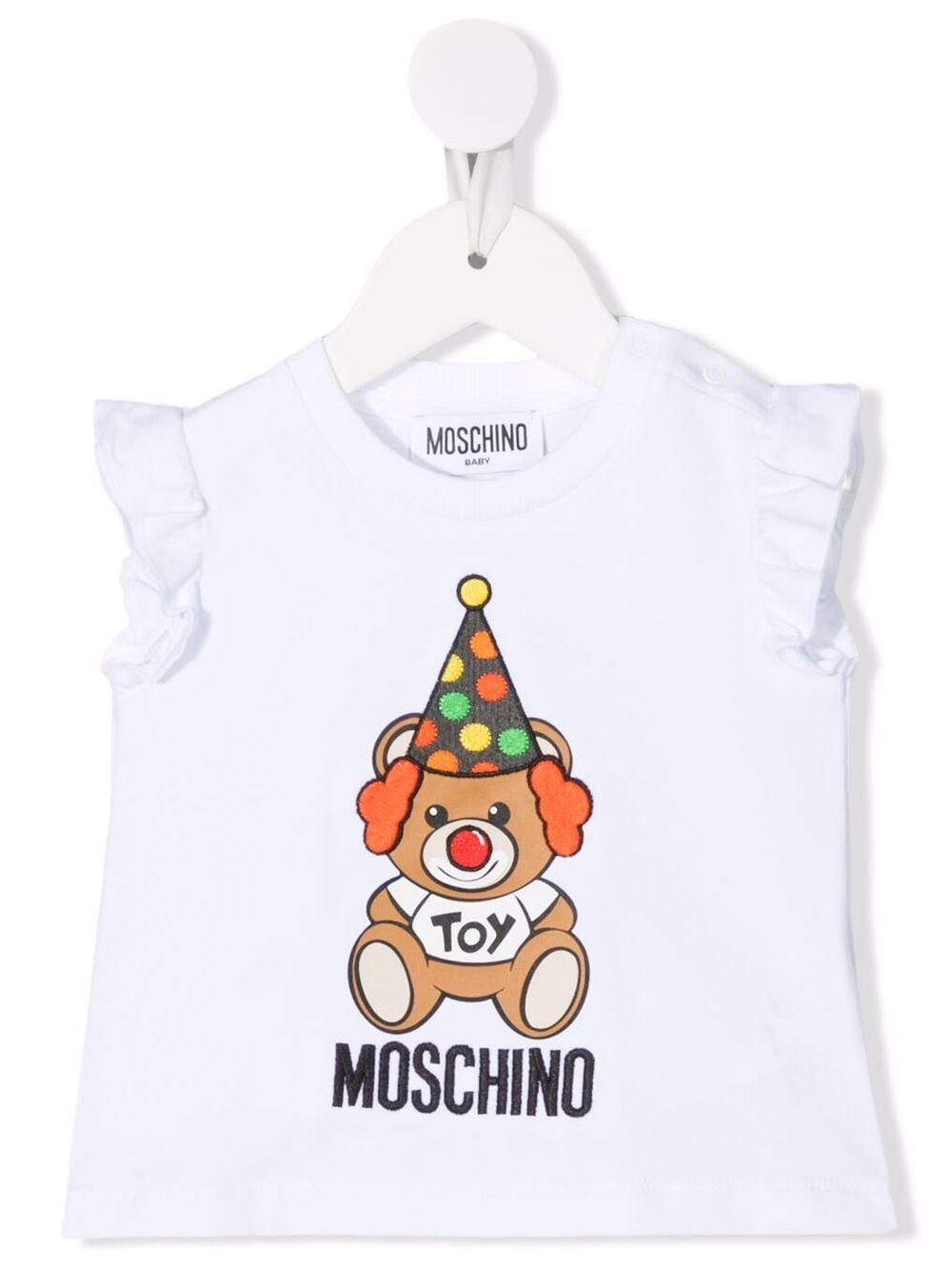 

Moschino Kids Teddy-motif ruffle top - White