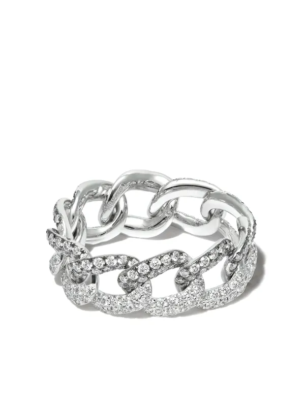 Shay 18K White Gold Diamond Link Ring in Silver