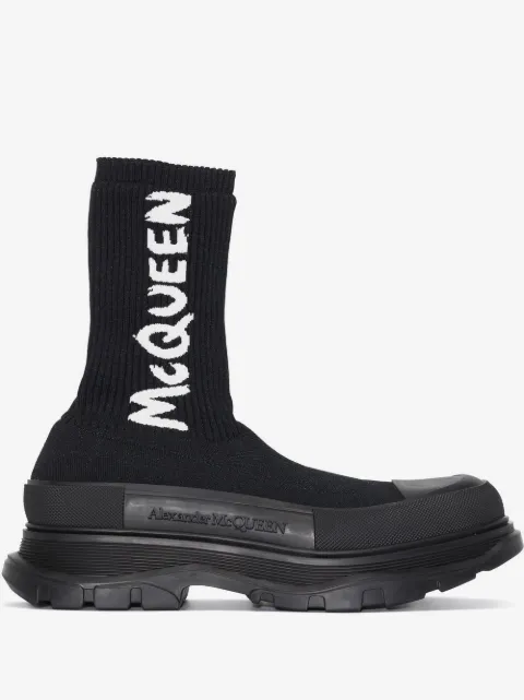 Alexander McQueen bottines Tread à empiècements en maille