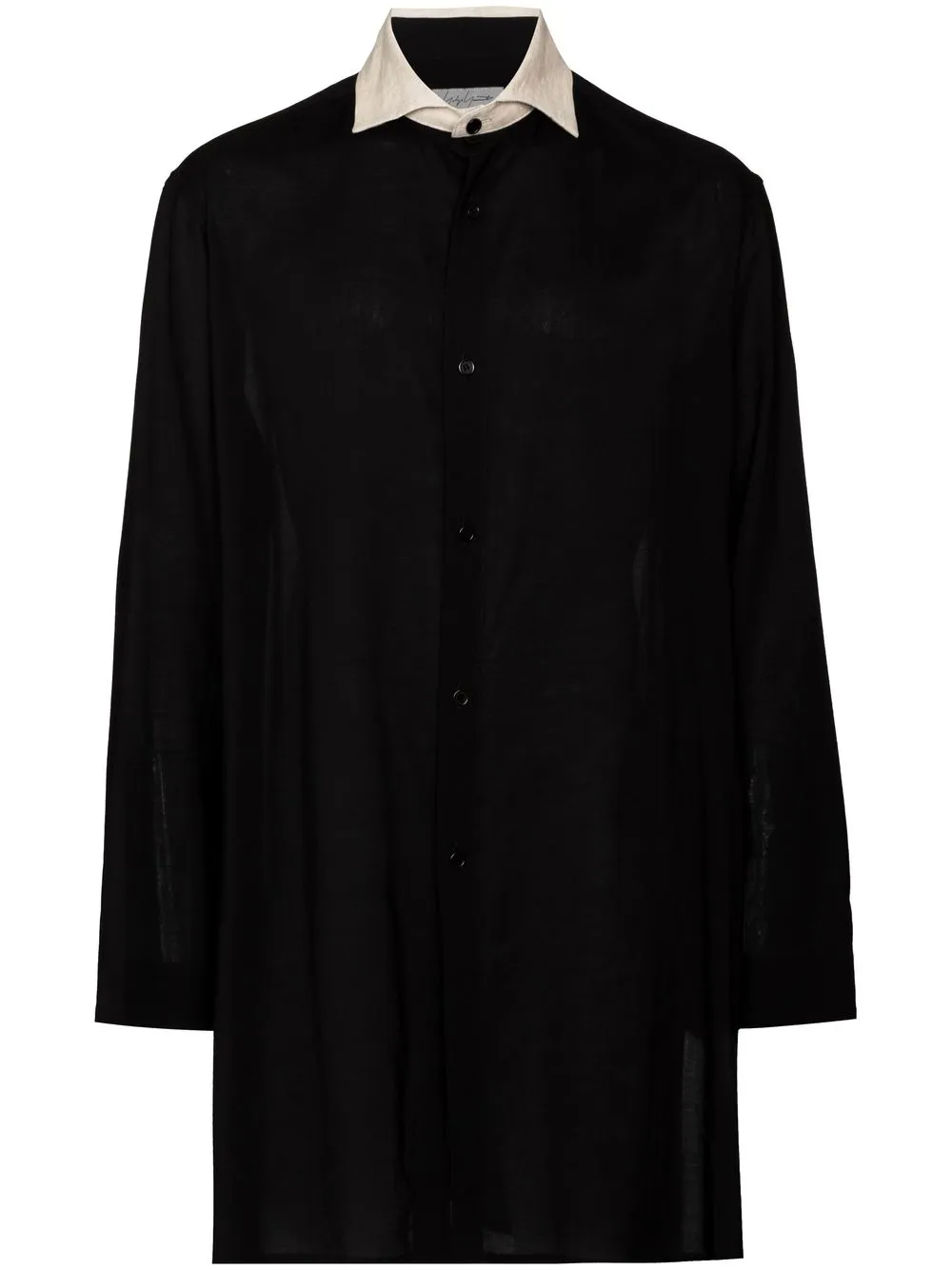 

Yohji Yamamoto contrasting collar long shirt - Black