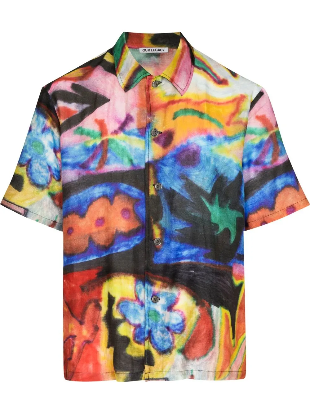 

OUR LEGACY abstract-print short-sleeved shirt - Blue