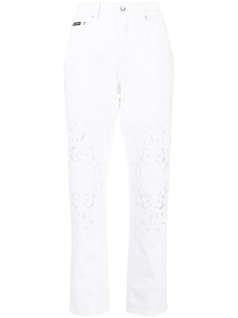 Dolce & Gabbana lace-detail straight-leg trousers