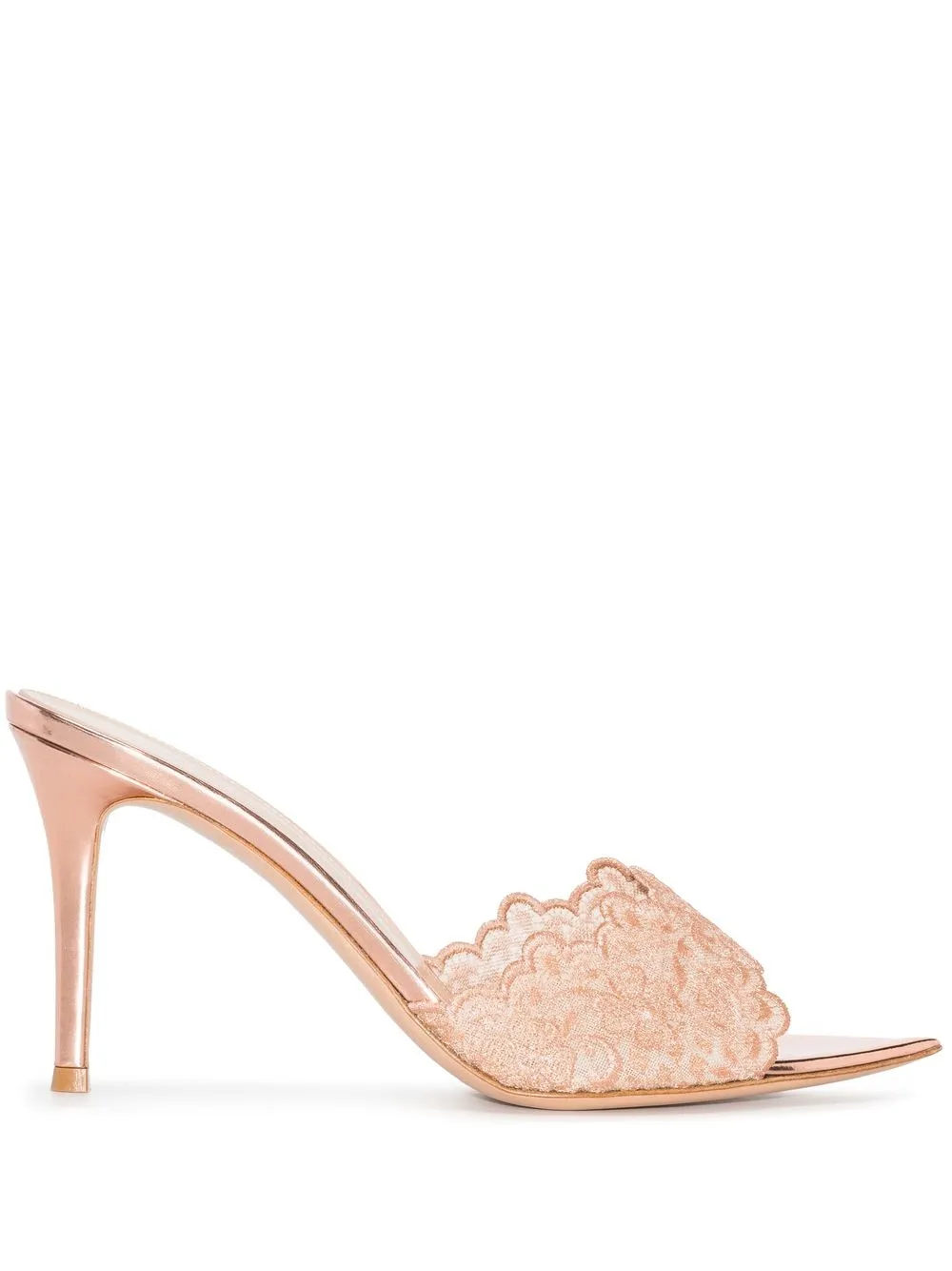 

Gianvito Rossi 85mm lace-trim leather mules - Neutrals