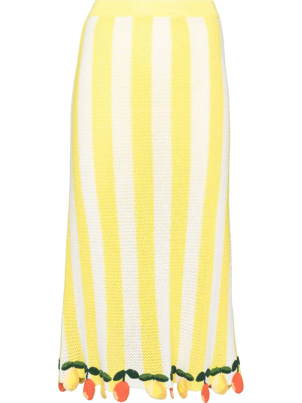 

STAUD striped crochet midi skirt - Yellow