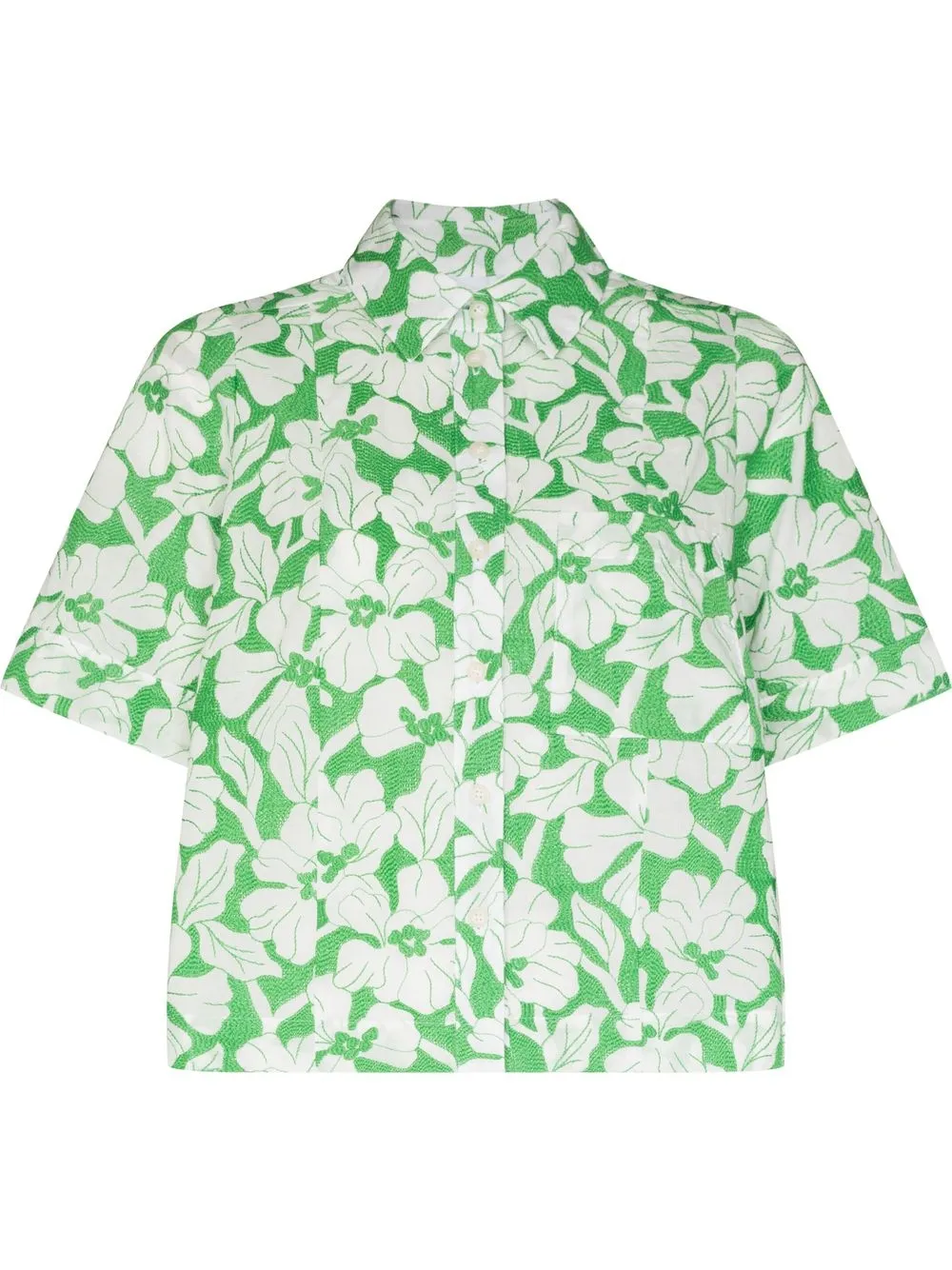 

Three Graces camisa bordada manga corta - Verde