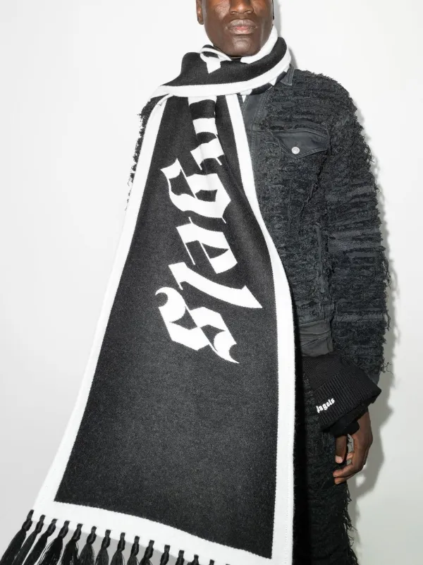 logo-knit oversized scarf