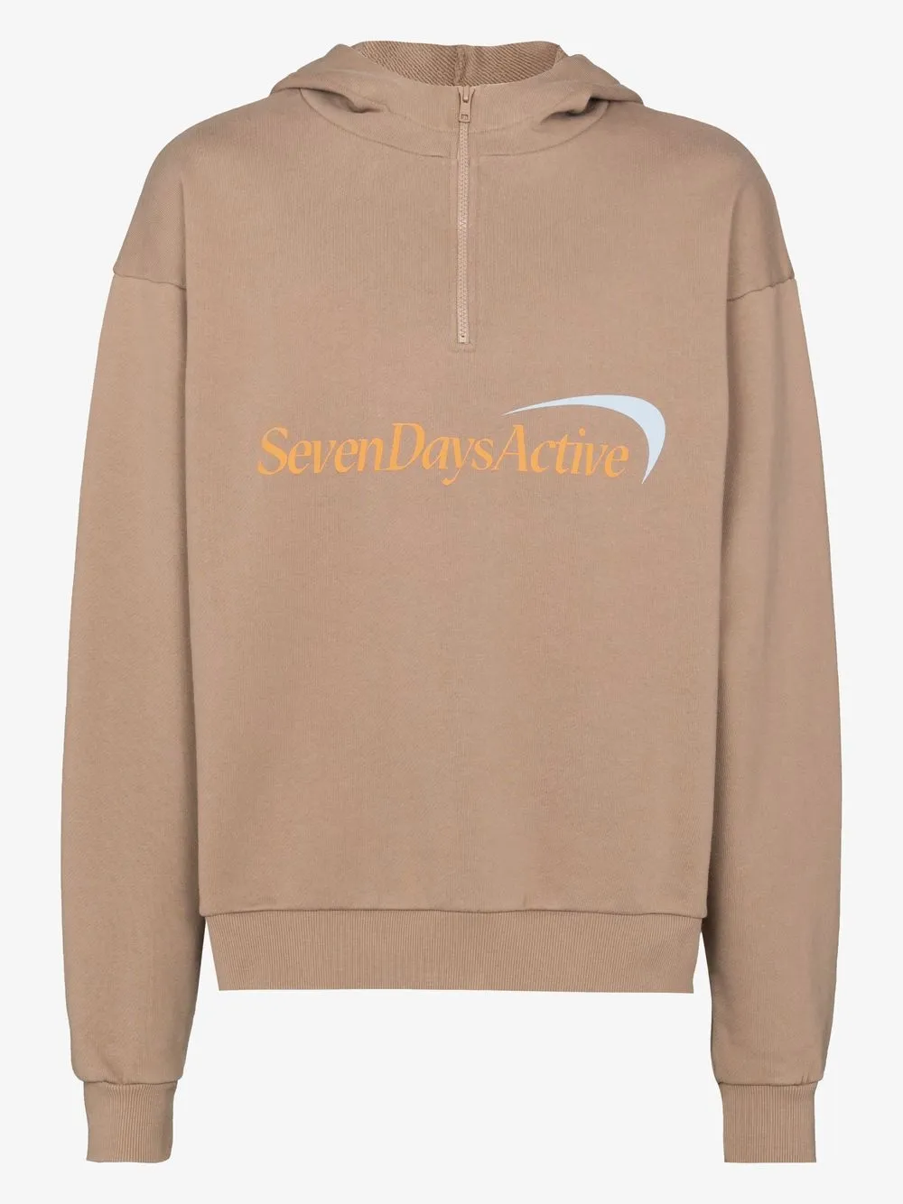 

7 DAYS Active logo-print half-zip hoodie - Neutrals