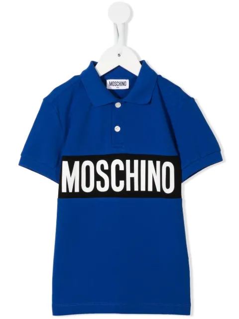 Moschino Kids قميص بولو بأكمام قصيرة وطبعة شعار الماركة