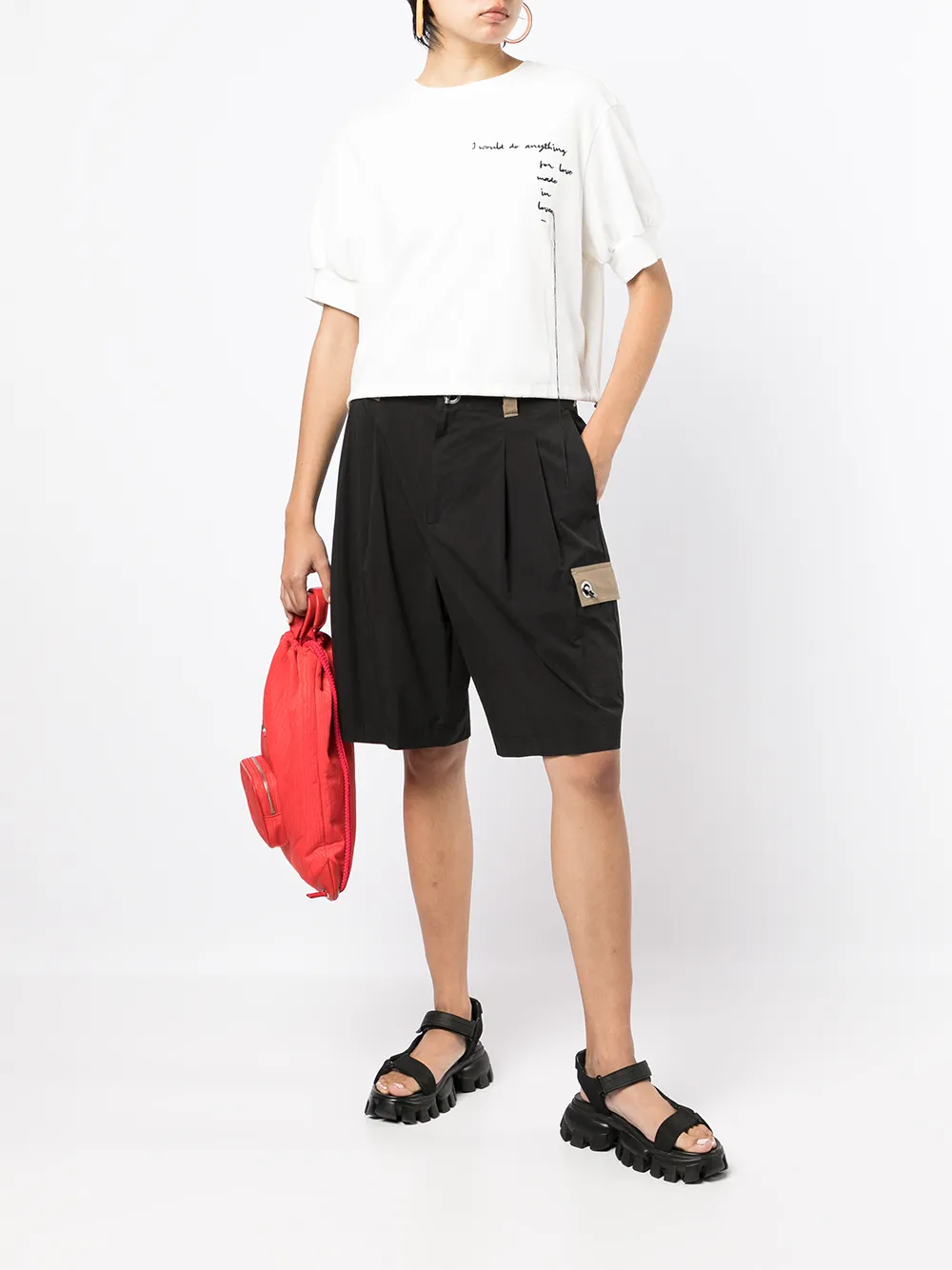 Ports V T-shirt met tekst - Wit